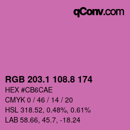 カラーコード: RGB 203.1 108.8 174 | qconv.com