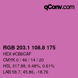 カラーコード: RGB 203.1 108.8 175 | qconv.com