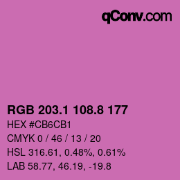 カラーコード: RGB 203.1 108.8 177 | qconv.com