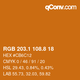 Color code: RGB 203.1 108.8 18 | qconv.com