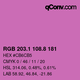 カラーコード: RGB 203.1 108.8 181 | qconv.com