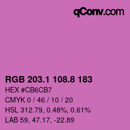 カラーコード: RGB 203.1 108.8 183 | qconv.com