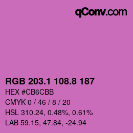カラーコード: RGB 203.1 108.8 187 | qconv.com