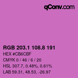 カラーコード: RGB 203.1 108.8 191 | qconv.com