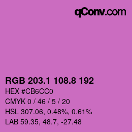 カラーコード: RGB 203.1 108.8 192 | qconv.com