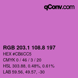 カラーコード: RGB 203.1 108.8 197 | qconv.com