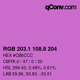 カラーコード: RGB 203.1 108.8 204 | qconv.com
