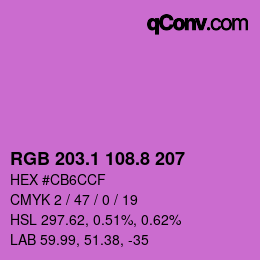 カラーコード: RGB 203.1 108.8 207 | qconv.com