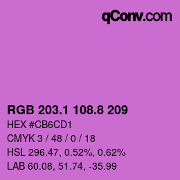 カラーコード: RGB 203.1 108.8 209 | qconv.com