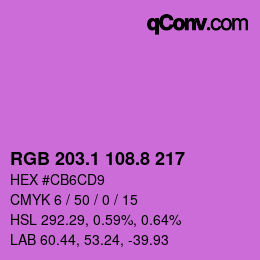カラーコード: RGB 203.1 108.8 217 | qconv.com