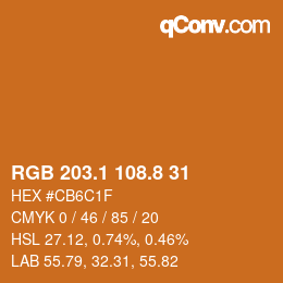 Color code: RGB 203.1 108.8 31 | qconv.com