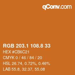Farbcode: RGB 203.1 108.8 33 | qconv.com