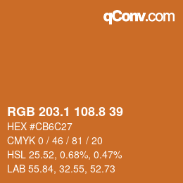Farbcode: RGB 203.1 108.8 39 | qconv.com