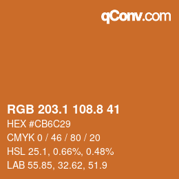 Color code: RGB 203.1 108.8 41 | qconv.com
