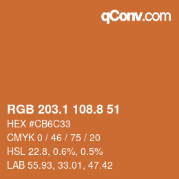 Color code: RGB 203.1 108.8 51 | qconv.com