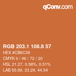 カラーコード: RGB 203.1 108.8 57 | qconv.com
