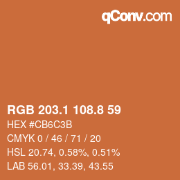Color code: RGB 203.1 108.8 59 | qconv.com
