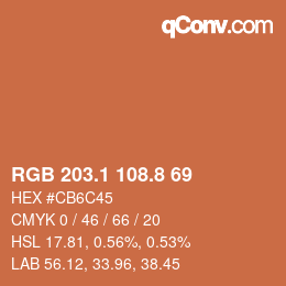 Color code: RGB 203.1 108.8 69 | qconv.com