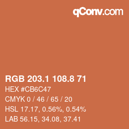 Color code: RGB 203.1 108.8 71 | qconv.com