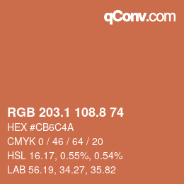 Color code: RGB 203.1 108.8 74 | qconv.com