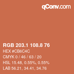 Color code: RGB 203.1 108.8 76 | qconv.com