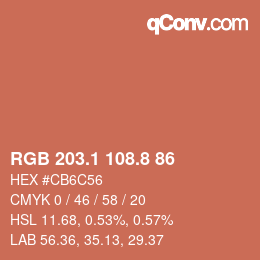 Color code: RGB 203.1 108.8 86 | qconv.com