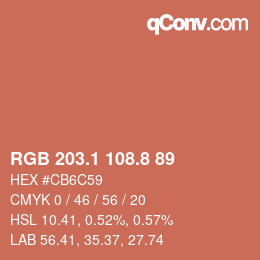 Color code: RGB 203.1 108.8 89 | qconv.com