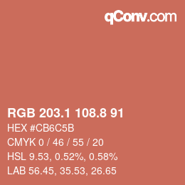 Color code: RGB 203.1 108.8 91 | qconv.com