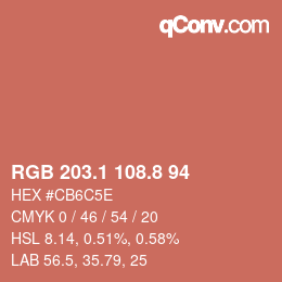 Color code: RGB 203.1 108.8 94 | qconv.com