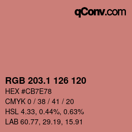 カラーコード: RGB 203.1 126 120 | qconv.com