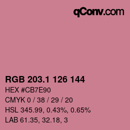 カラーコード: RGB 203.1 126 144 | qconv.com