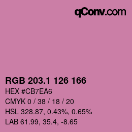 カラーコード: RGB 203.1 126 166 | qconv.com