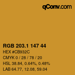 カラーコード: RGB 203.1 147 44 | qconv.com