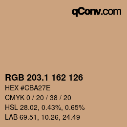 カラーコード: RGB 203.1 162 126 | qconv.com