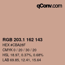 カラーコード: RGB 203.1 162 143 | qconv.com