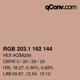 カラーコード: RGB 203.1 162 144 | qconv.com