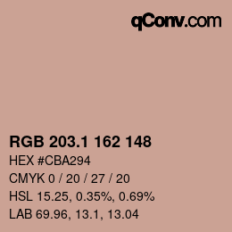 カラーコード: RGB 203.1 162 148 | qconv.com