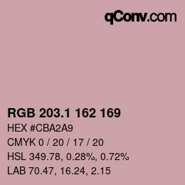カラーコード: RGB 203.1 162 169 | qconv.com