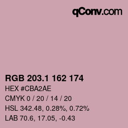 カラーコード: RGB 203.1 162 174 | qconv.com
