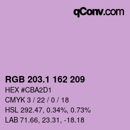 カラーコード: RGB 203.1 162 209 | qconv.com