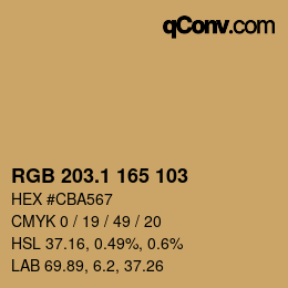 カラーコード: RGB 203.1 165 103 | qconv.com