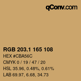 カラーコード: RGB 203.1 165 108 | qconv.com