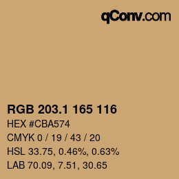 カラーコード: RGB 203.1 165 116 | qconv.com