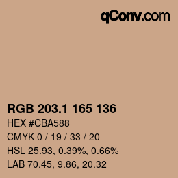 カラーコード: RGB 203.1 165 136 | qconv.com