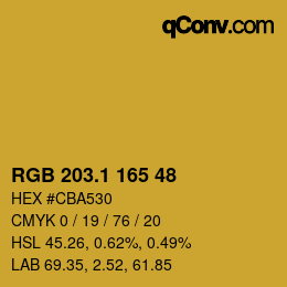 カラーコード: RGB 203.1 165 48 | qconv.com