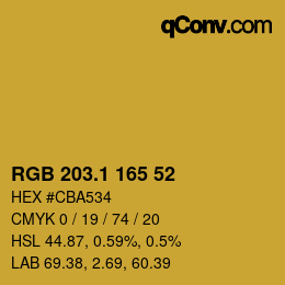 カラーコード: RGB 203.1 165 52 | qconv.com