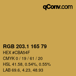 カラーコード: RGB 203.1 165 79 | qconv.com