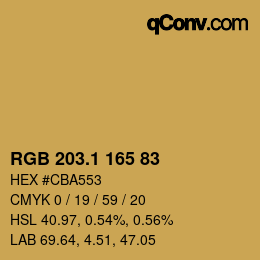 カラーコード: RGB 203.1 165 83 | qconv.com