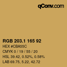カラーコード: RGB 203.1 165 92 | qconv.com