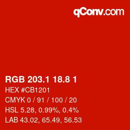 カラーコード: RGB 203.1 18.8 1 | qconv.com